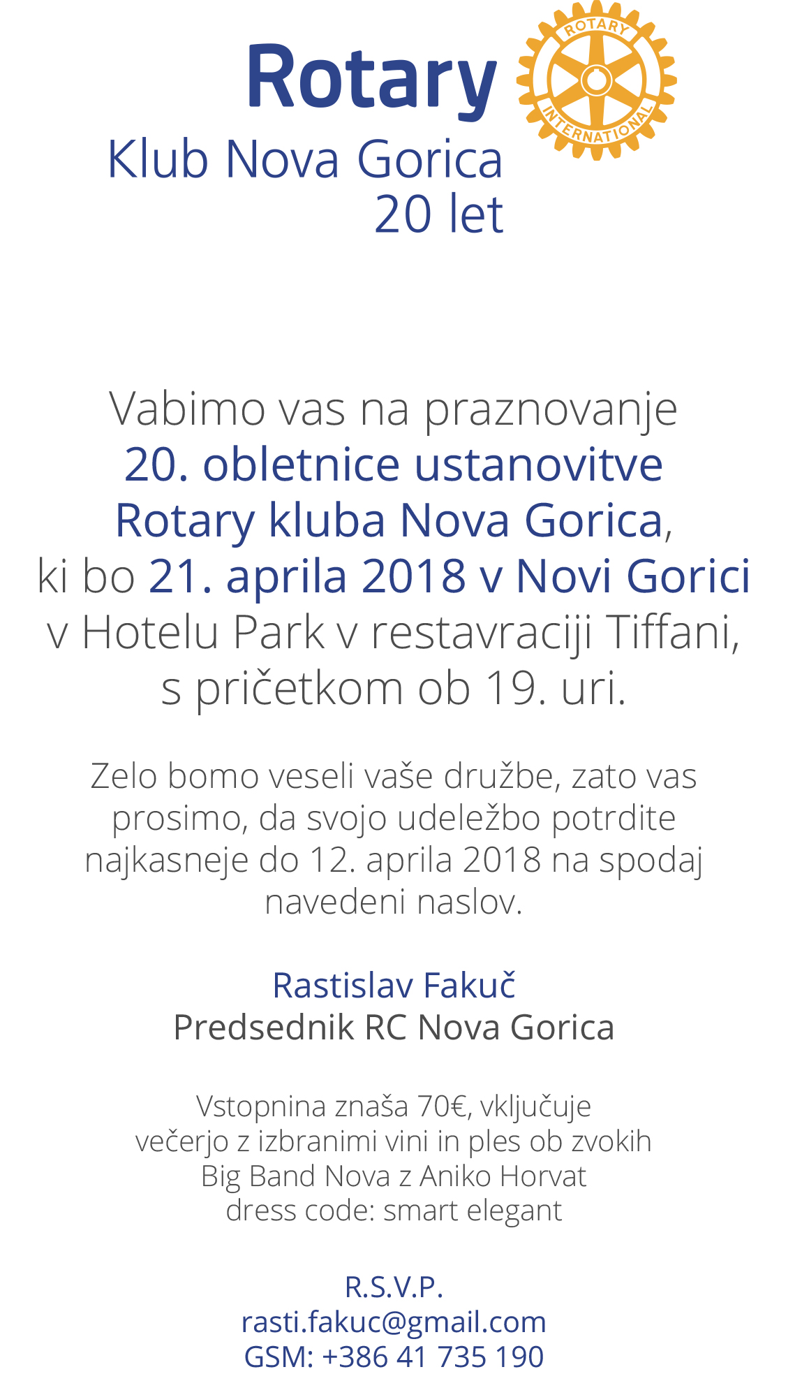 20. obletnica Rotary kluba Nova Gorica